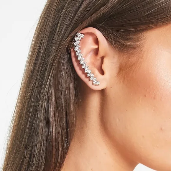 Aldo Silver Crystal Ear Crawler Comes W Accessory Pouch - Picture 3 of 6